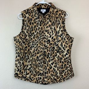 Crown & Ivy Leopard Print lightweight Puffer Vest
